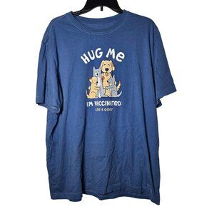 Life is Good Mens Crusher Tee Hug Me Im Vaccinated Size XL Dog
